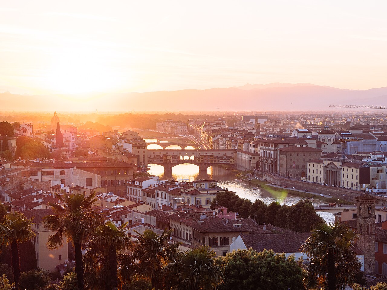Sunset over Florence seen from the hills